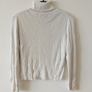 Ann Taylor Loft 100% Silk Ivory Sweater Turtleneck